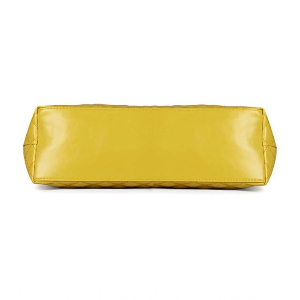Fashion Women's Polyurethane Textured  Shoulder Bag (Yellow)