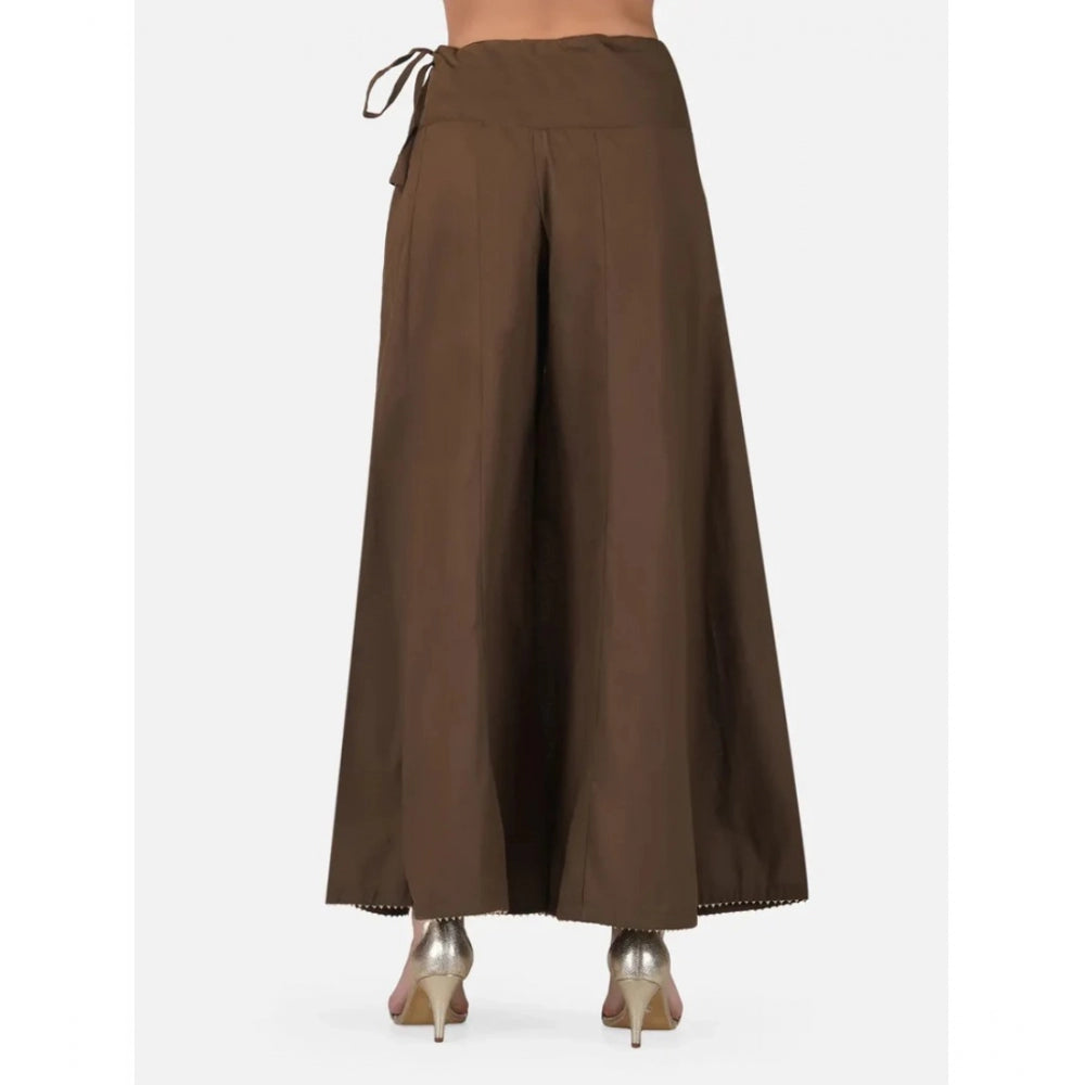 Amfyn Women's Casual Cotton Solid Palazzo (Brown)
