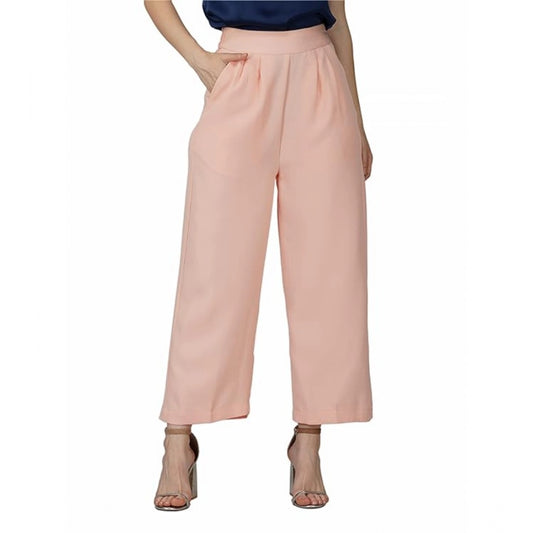 Amfyn Women's Casual Cotton Solid Pants (Pink)