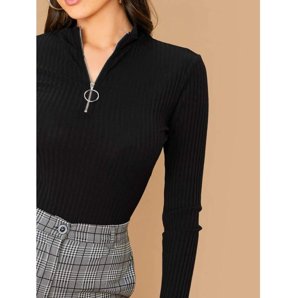 Amfyn Women's Casual Cotton Blend Solid Western Top (Black)