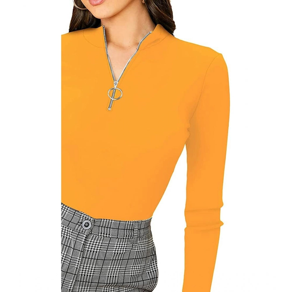 Amfyn Women's Casual Cotton Blend Solid Western Top (Yellow)