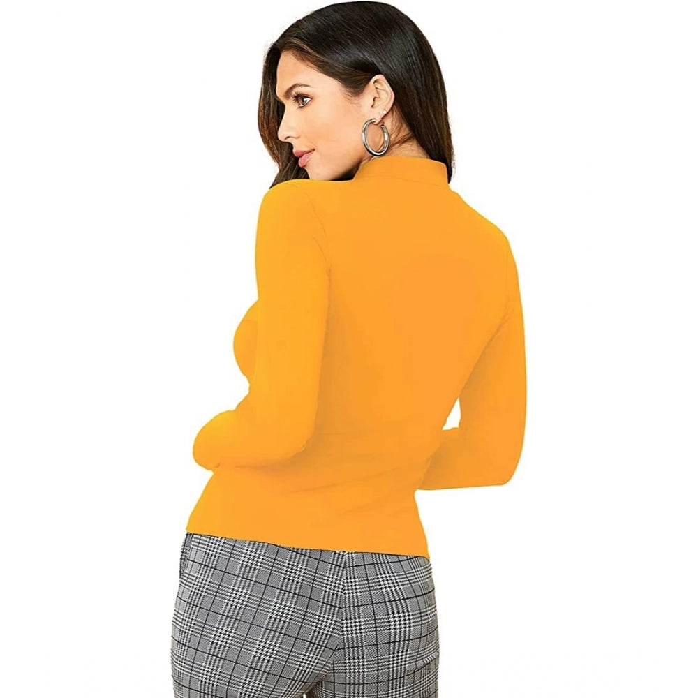 Amfyn Women's Casual Cotton Blend Solid Western Top (Yellow)