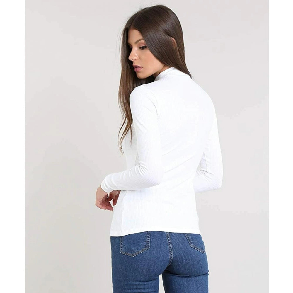 Amfyn Women's Casual Cotton Blend Solid Western Top (White)