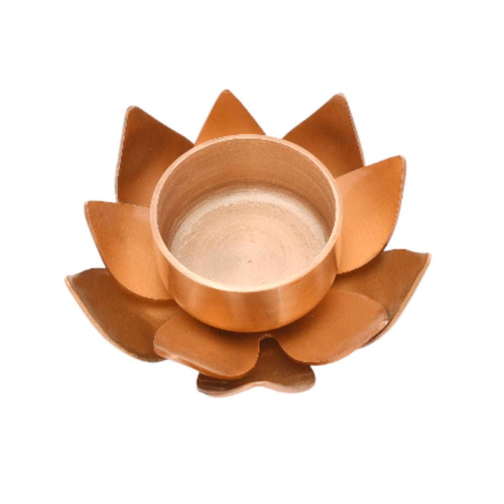 Fashion Rose Gold Lotus Tea Light Holder  (Rose Gold)