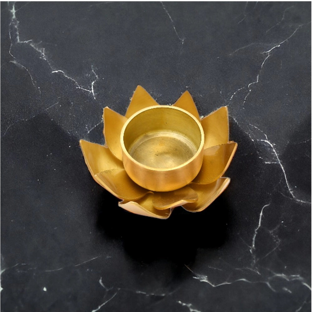 Fashion Golden Lotus Tea Light Holder  (Gold)
