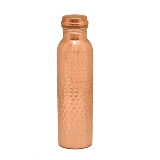 Amfyn Copper 1 Litre Water Bottle With Lacquer Hammered Design (Rose Gold)