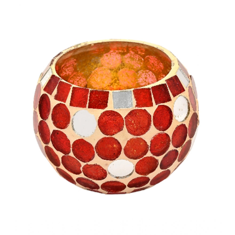 Amfyn Glass Roli-Poli Tea Light Holder (Red)