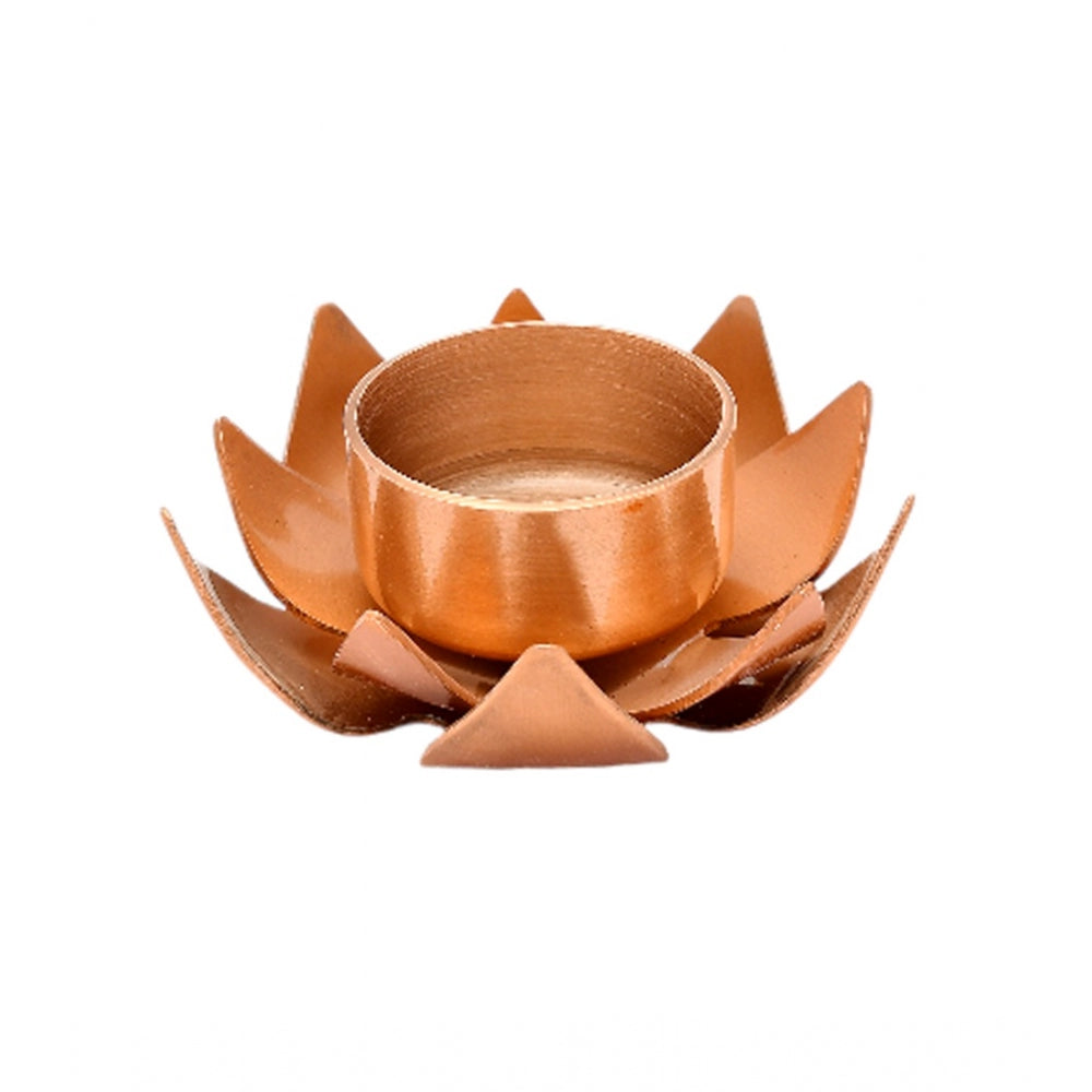 Fashion Rose Gold Lotus Tea Light Holder  (Rose Gold)