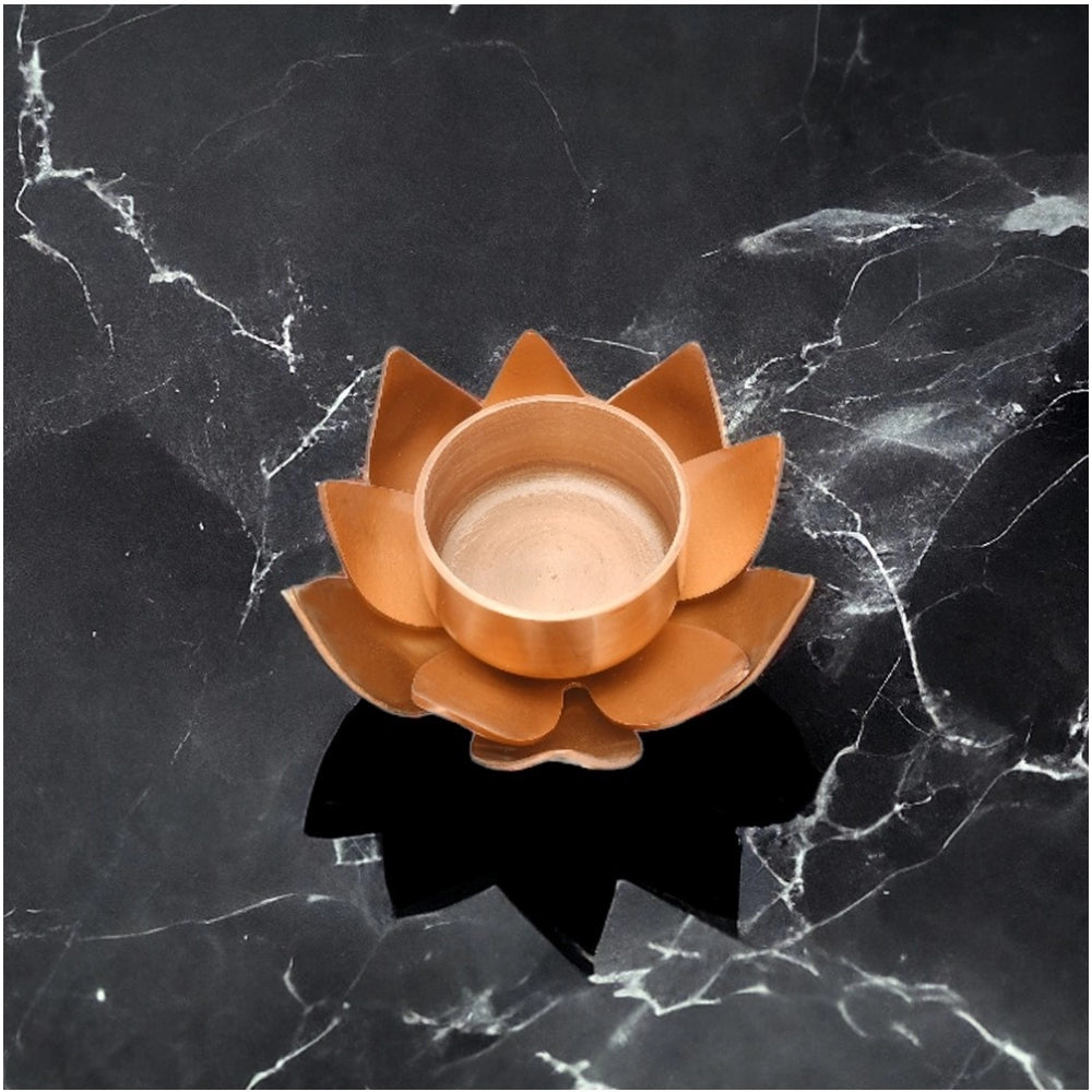 Fashion Rose Gold Lotus Tea Light Holder  (Rose Gold)