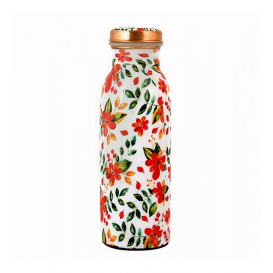 Amfyn Copper Floral Printedwater Bottle 500Ml (White)