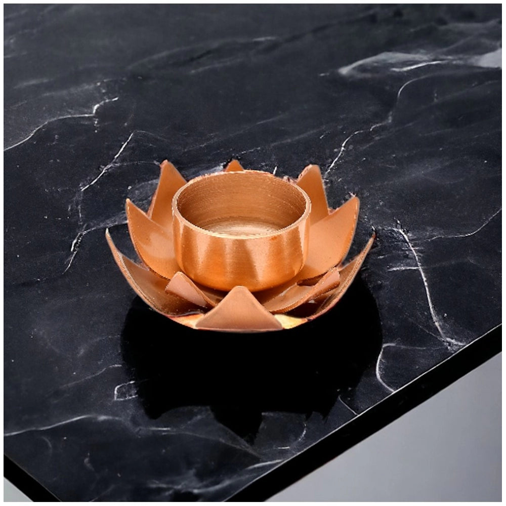 Fashion Rose Gold Lotus Tea Light Holder  (Rose Gold)