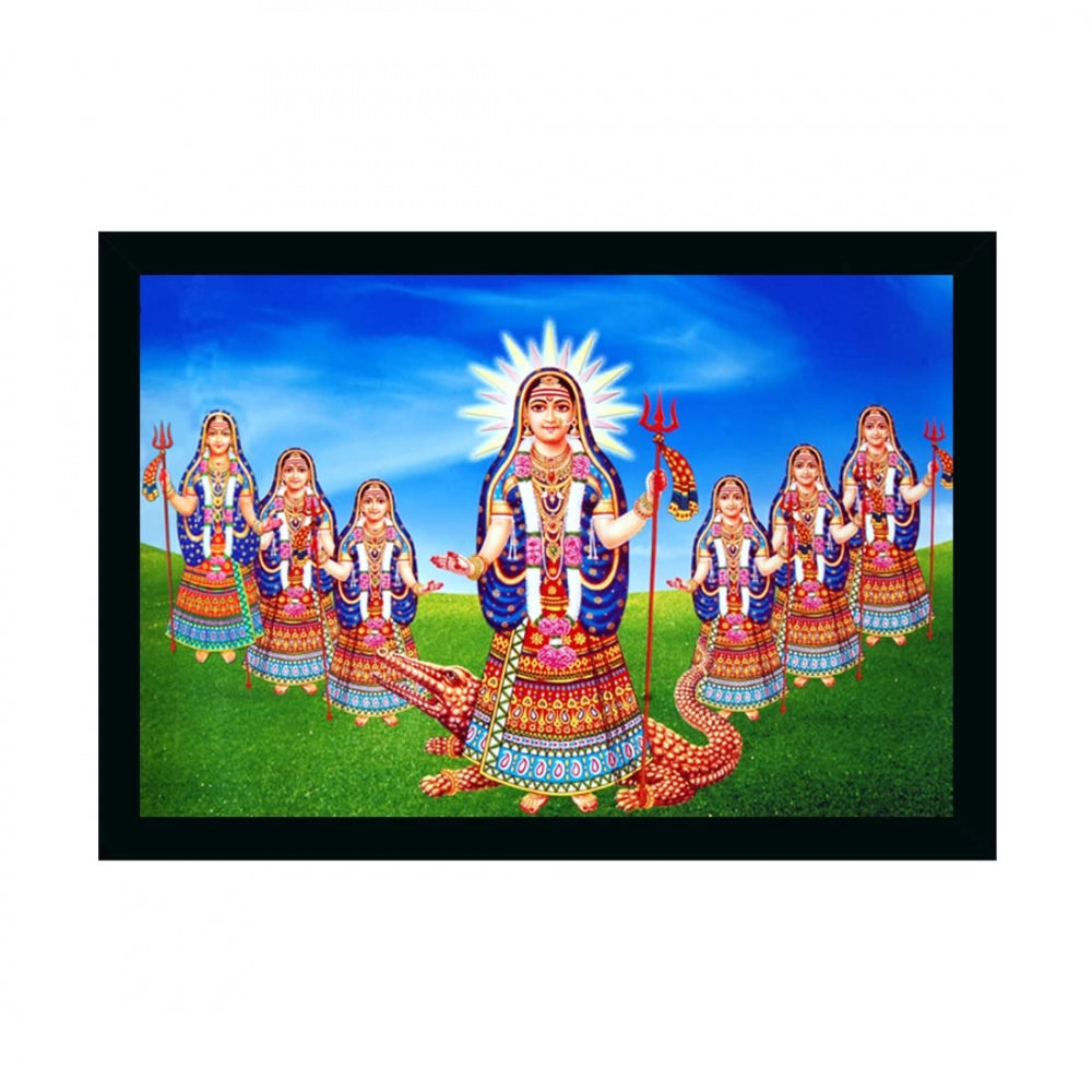 Amfyn Maa Khodal Painting with Synthetic Photo Frame (Multicolor)