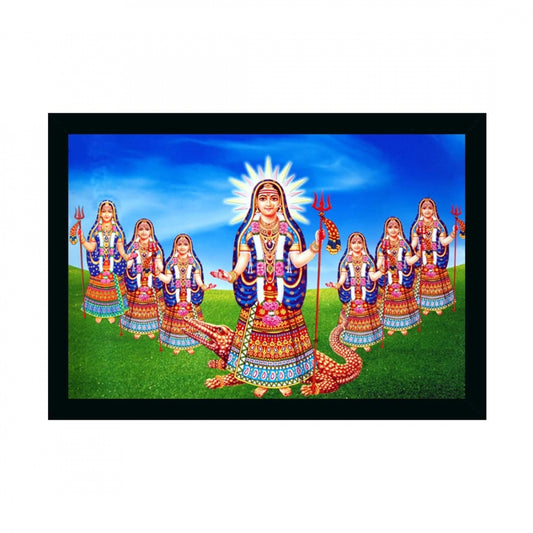 Amfyn Maa Khodal Painting with Synthetic Photo Frame (Multicolor)
