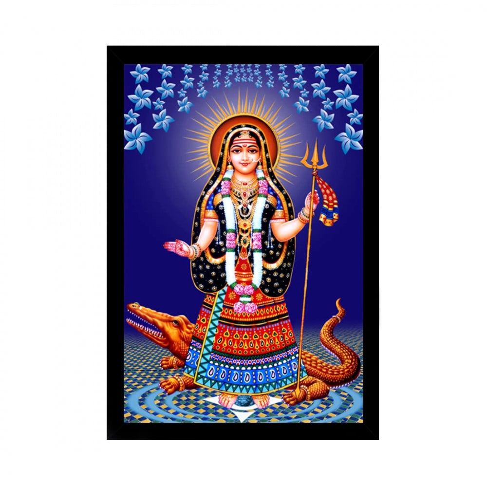Amfyn Maa Khodal Painting with Synthetic Photo Frame (Multicolor)