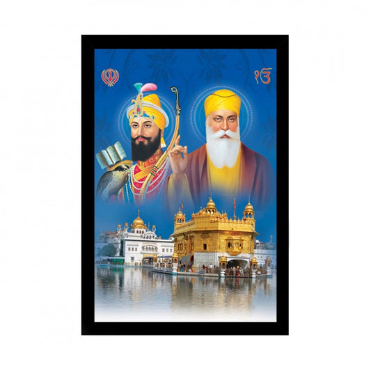 Amfyn Guru Nanak Painting with Synthetic Photo Frame (Multicolor)