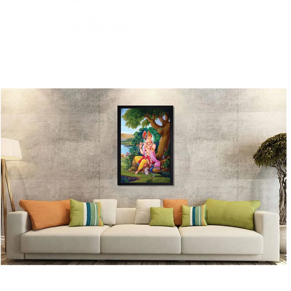 Amfyn Radha Krishna Painting with Synthetic Photo Frame (Multicolor)