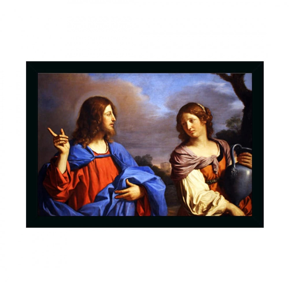 Amfyn Jesus Christ Painting with Synthetic Photo Frame (Multicolor)