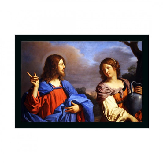 Amfyn Jesus Christ Painting with Synthetic Photo Frame (Multicolor)