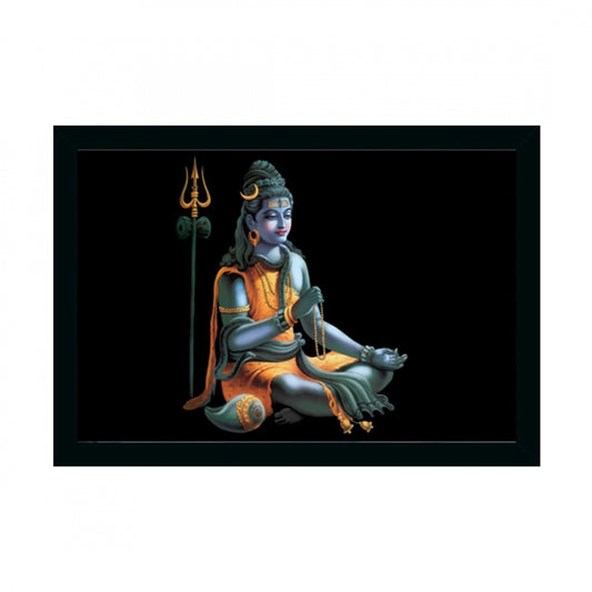 Amfyn Lord Shiva Painting with Synthetic Photo Frame (Multicolor)