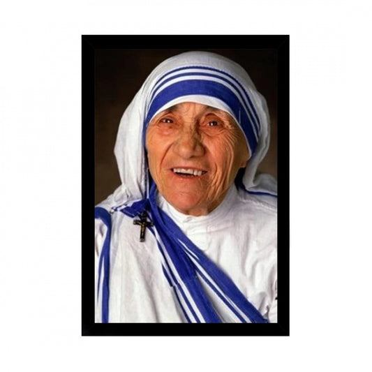 Amfyn Mother Teresa Painting with Synthetic Photo Frame (Multicolor)
