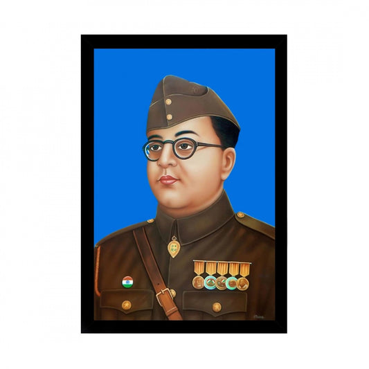Amfyn Shubham Chandra Bose Painting with Synthetic Photo Frame (Multicolor)