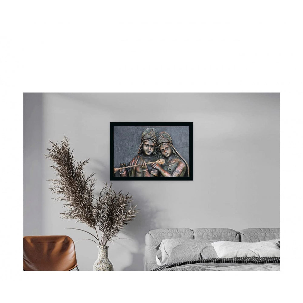 Amfyn Radha Krishna Painting with Synthetic Photo Frame (Multicolor)