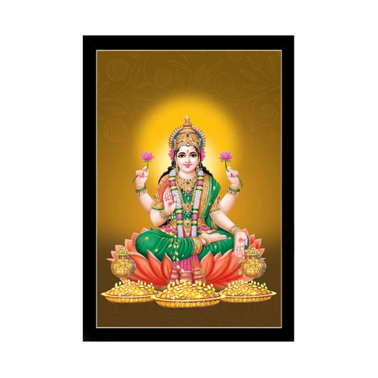 Amfyn Maa Laxmi Painting with Synthetic Photo Frame (Multicolor)