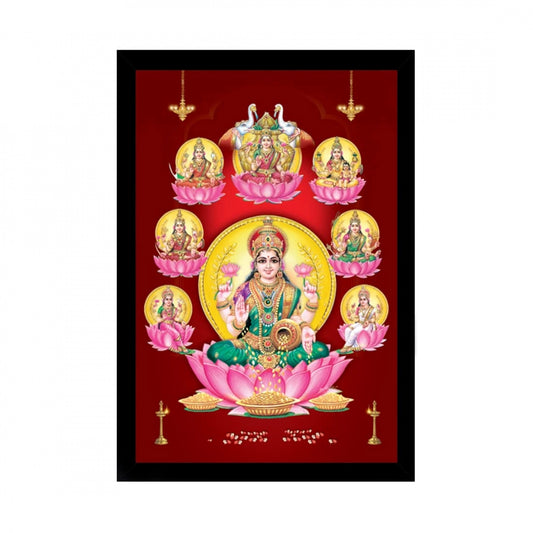 Amfyn Maa Laxmi Ji Painting with Synthetic Photo Frame (Multicolor)