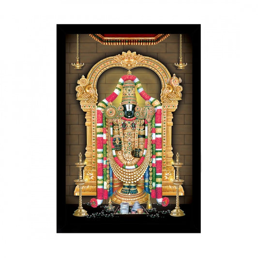 Amfyn Tirupati Balaji Painting with Synthetic Photo Frame (Multicolor)