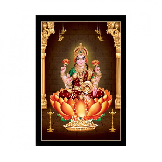 Amfyn Maa Laxmi Painting with Synthetic Photo Frame (Multicolor)