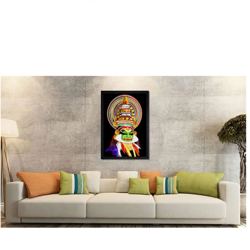 Amfyn Kerala Traditional Kathakali Painting with Synthetic Photo Frame (Multicolor)
