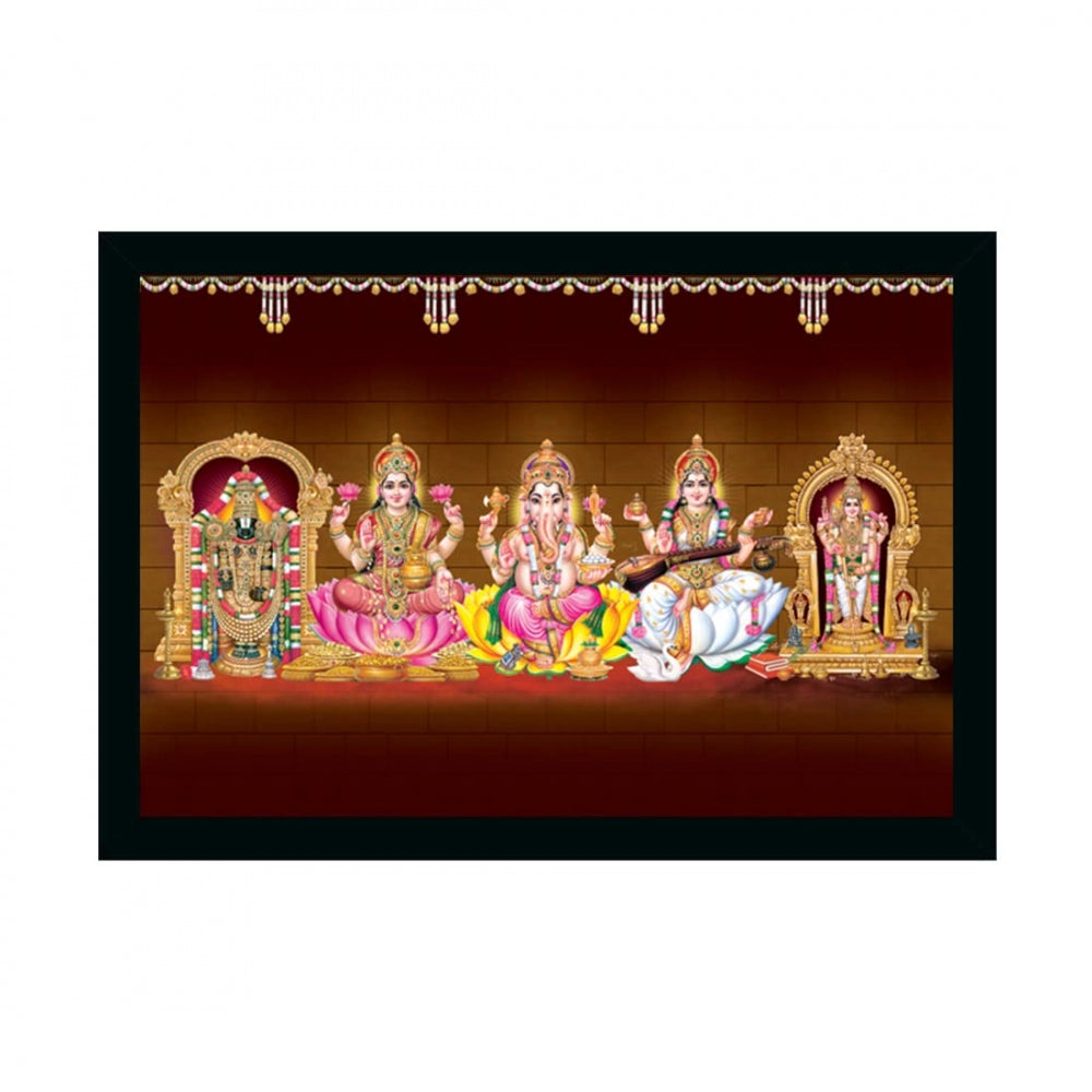 Amfyn Tirupati Balaji Painting with Synthetic Photo Frame (Multicolor)