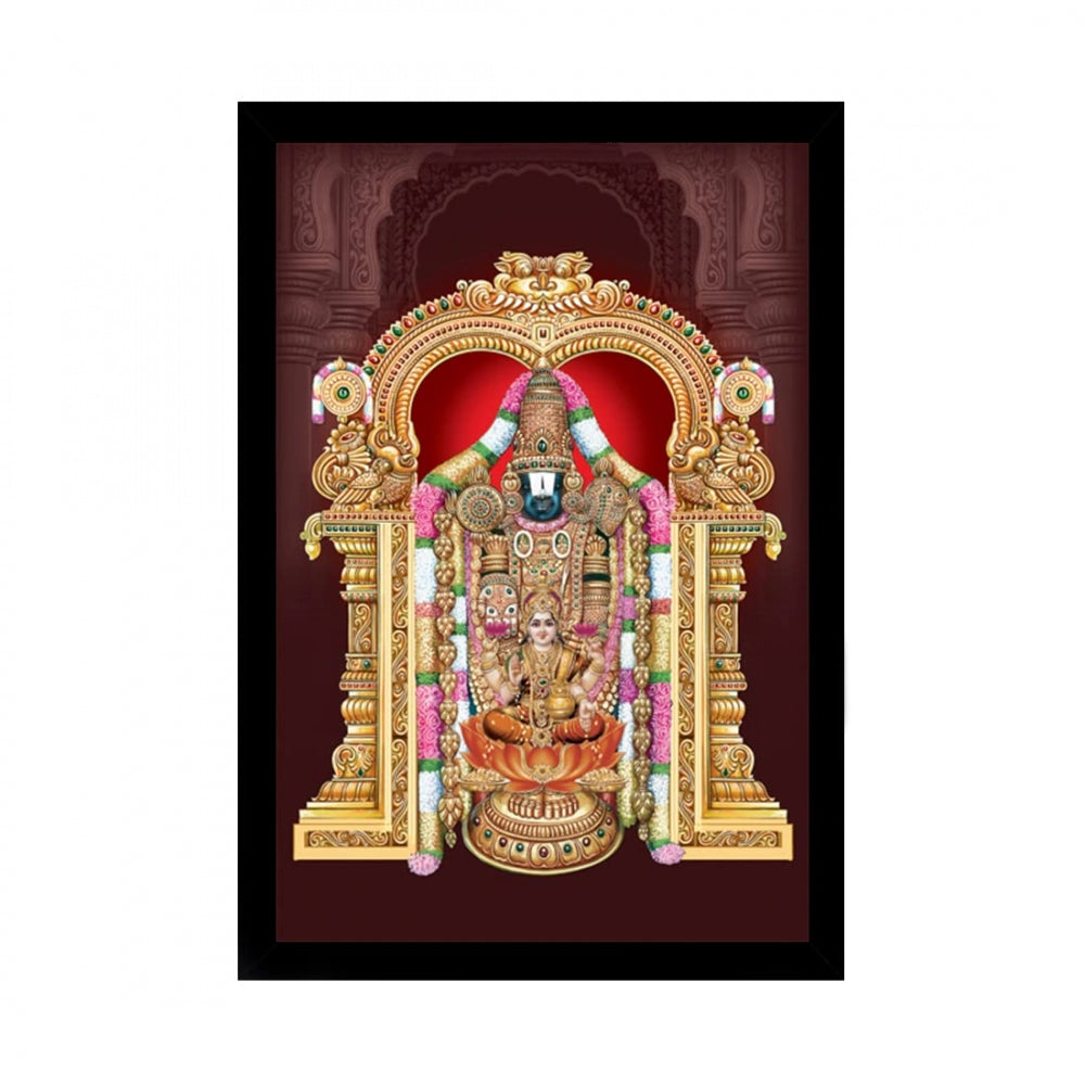 Amfyn Tirupati Balaji Painting with Synthetic Photo Frame (Multicolor)