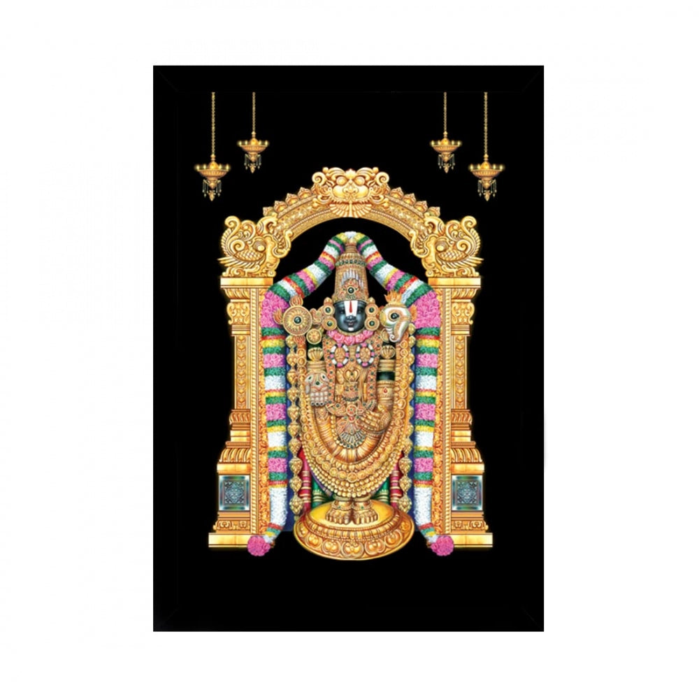 Amfyn Tirupati Balaji Painting with Synthetic Photo Frame (Multicolor)