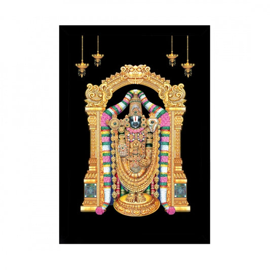 Amfyn Tirupati Balaji Painting with Synthetic Photo Frame (Multicolor)