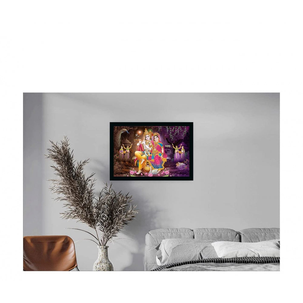 Amfyn Radha Krishna Painting with Synthetic Photo Frame (Multicolor)