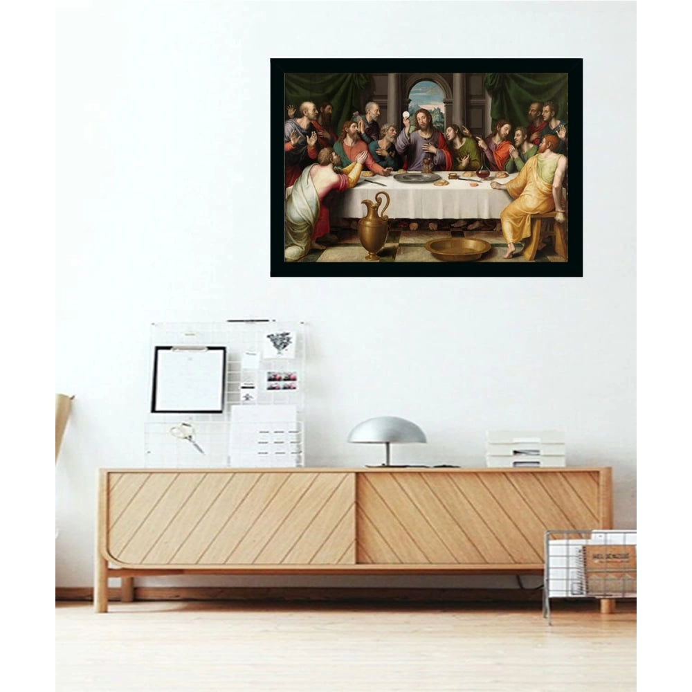Amfyn Jesus Christ Painting with Synthetic Photo Frame (Multicolor)