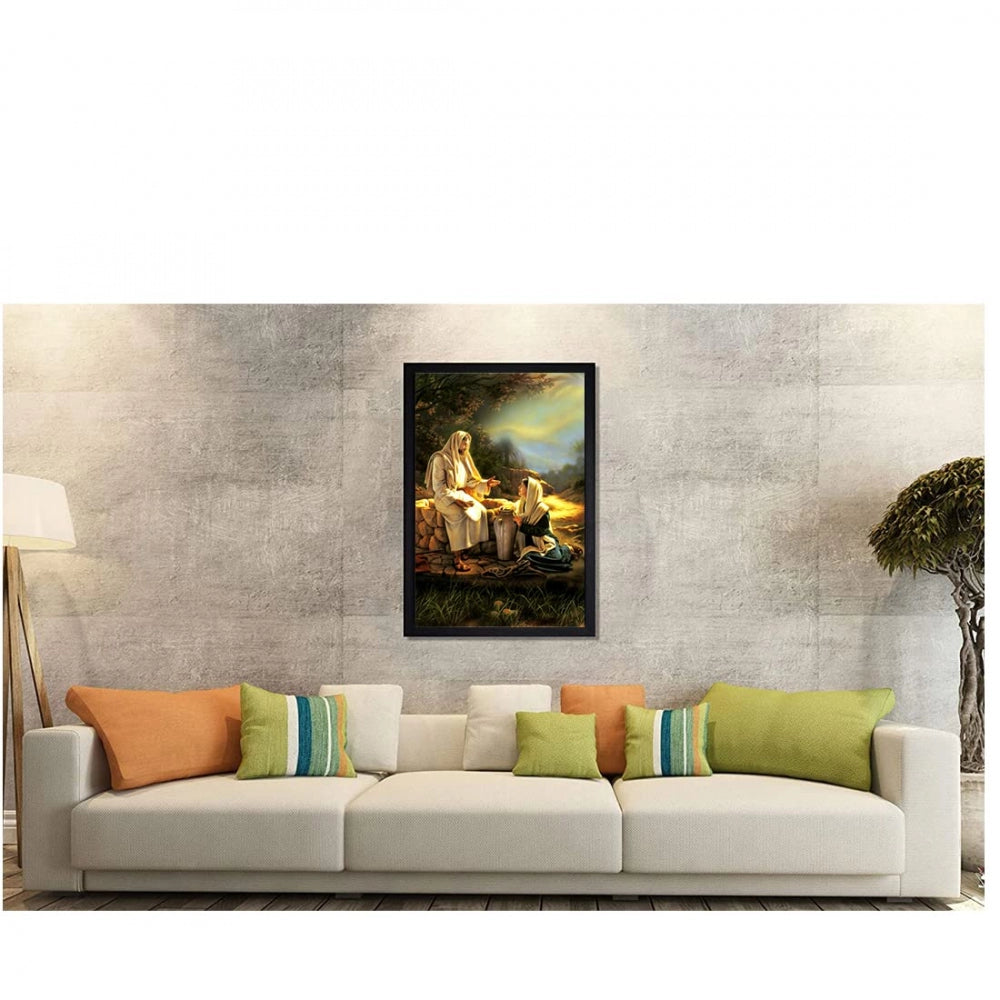 Amfyn Jesus Christ Painting with Synthetic Photo Frame (Multicolor)