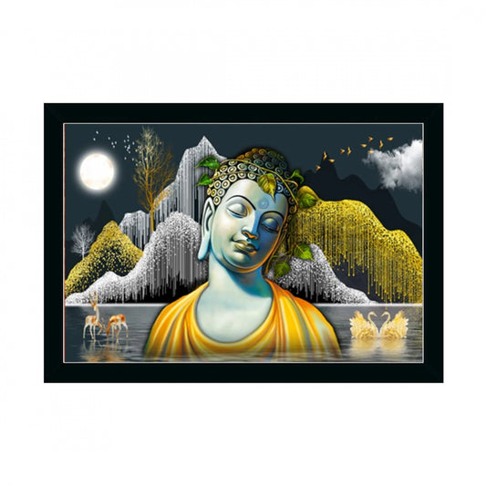 Fashion Buddha Painting with Synthetic Photo Frame (Multicolor)