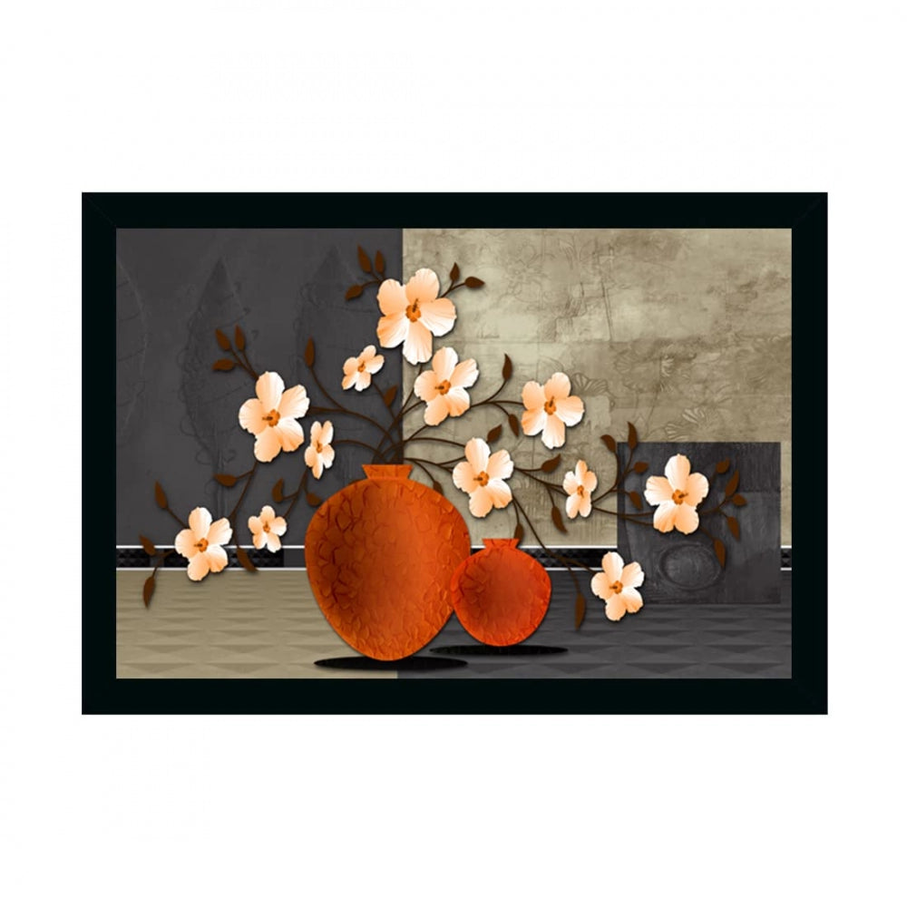 Amfyn Flower Painting Painting with Synthetic Photo Frame (Multicolor)