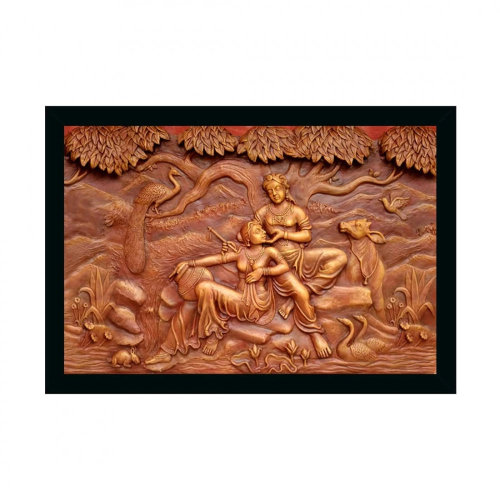 Amfyn Radha Krishna Painting with Synthetic Photo Frame (Multicolor)
