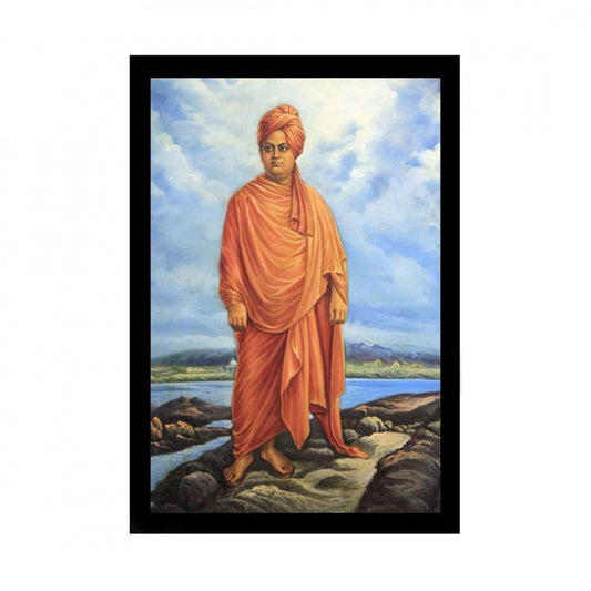 Amfyn Swami Vivekanand Painting Painting with Synthetic Photo Frame (Multicolor)