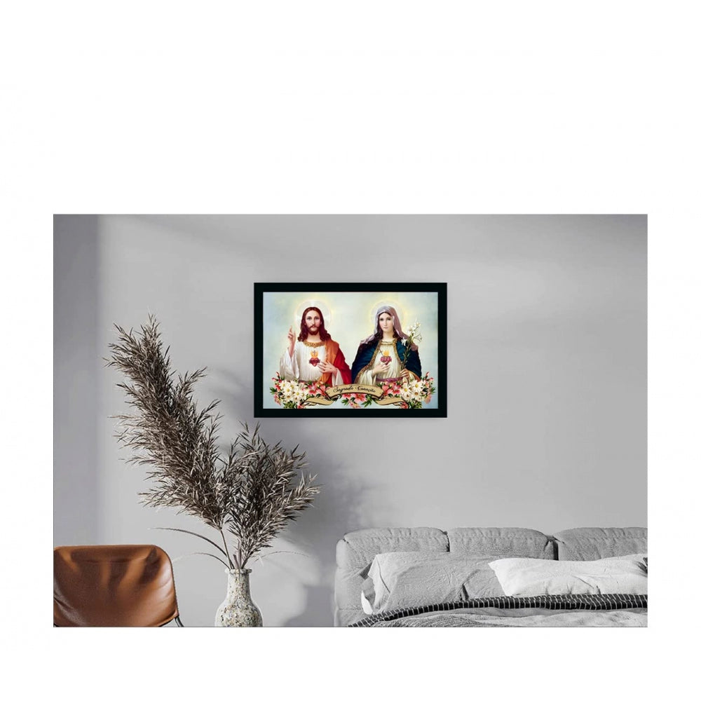 Amfyn Lord Jesus Christ Painting with Synthetic Photo Frame (Multicolor)