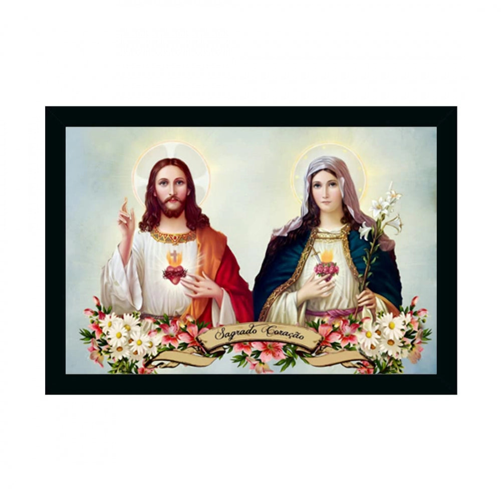 Amfyn Lord Jesus Christ Painting with Synthetic Photo Frame (Multicolor)