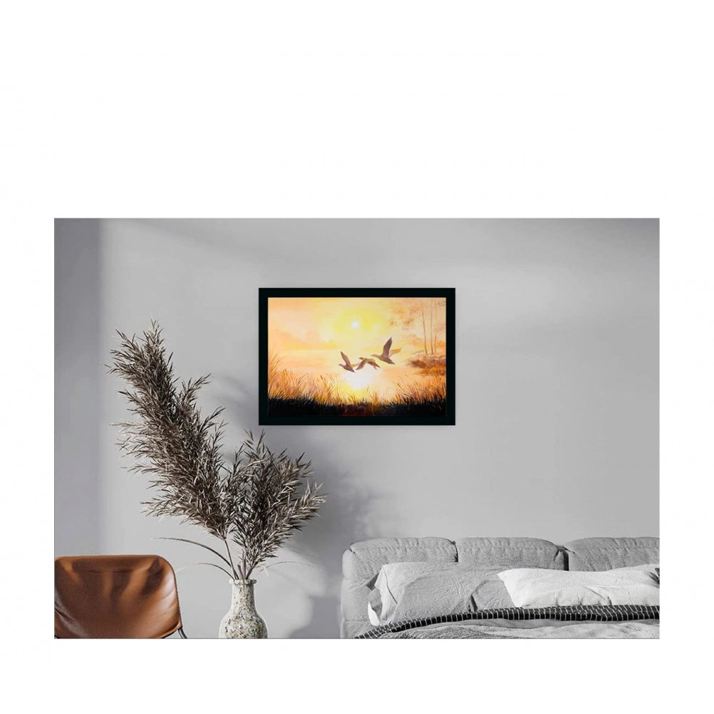 Amfyn Natural Scenery Painting with Synthetic Photo Frame (Multicolor)
