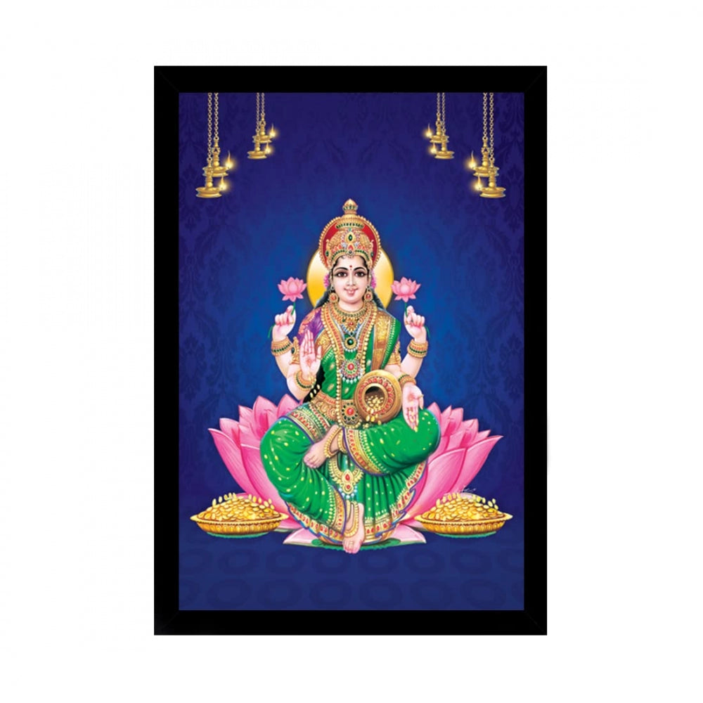 Amfyn Maa Laxmi Ji Painting with Synthetic Photo Frame (Multicolor)