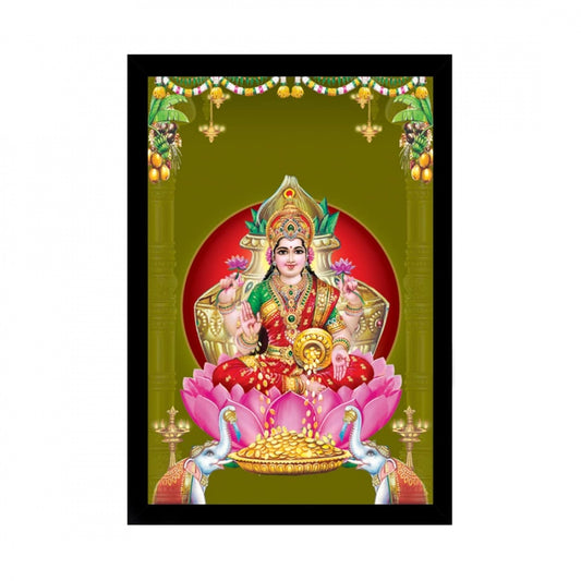 Amfyn Maa Laxmi Ji Painting with Synthetic Photo Frame (Multicolor)