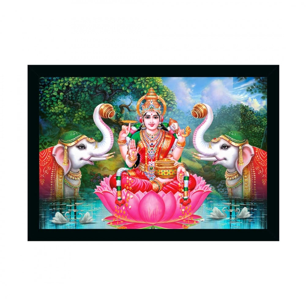 Amfyn Maa Laxmi Ji Painting with Synthetic Photo Frame (Multicolor)