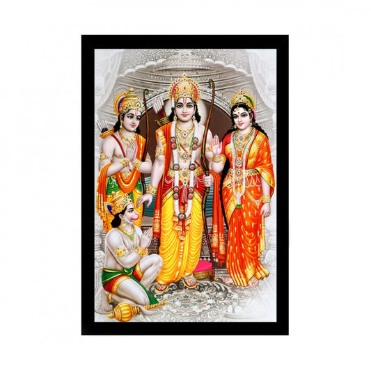 Amfyn Ram Dharbar Painting with Synthetic Photo Frame (Multicolor)