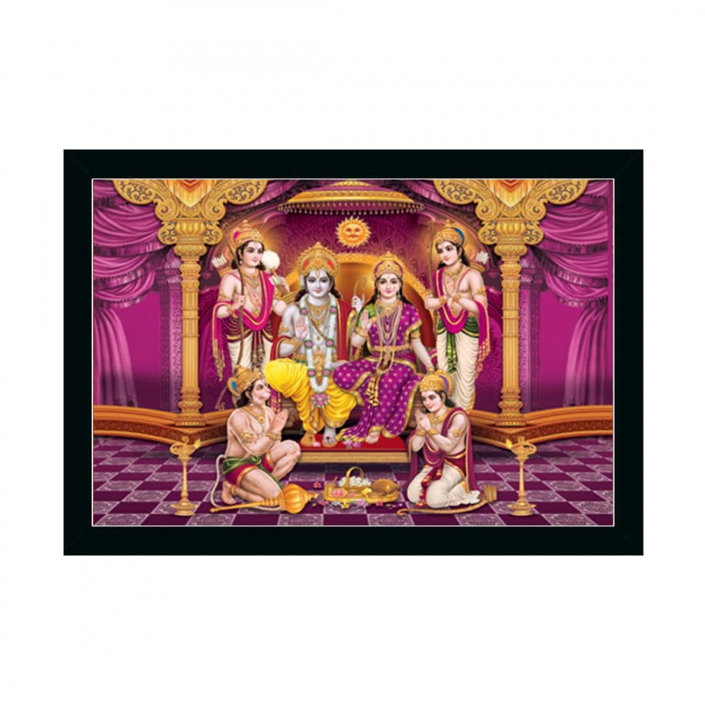 Amfyn Ayodhya Ram Mandir Painting with Synthetic Photo Frame (Multicolor)